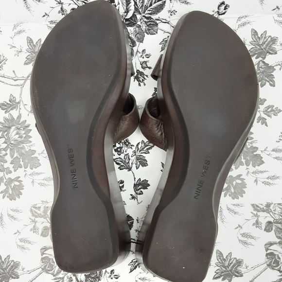 Nine west Brown Leather Wedge Sandals - Picture 5 of 8